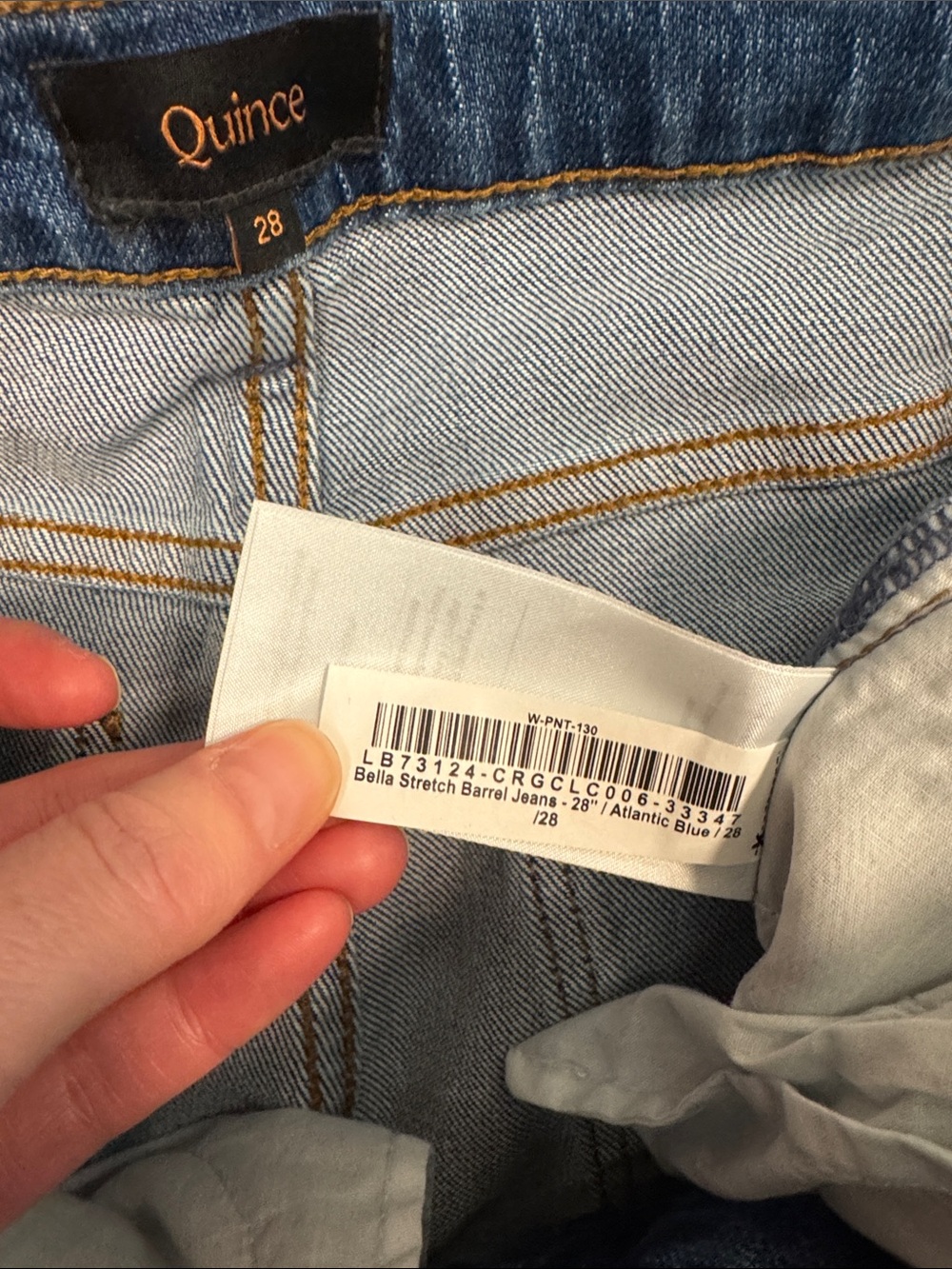 Quince NWT Bella Barrel Stretch Jeans Atlantic Blue Size 28 - Picture 13 of 15